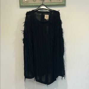 Chaser Tru Black Fringed Boho South West Poncho top women’s xs/s new